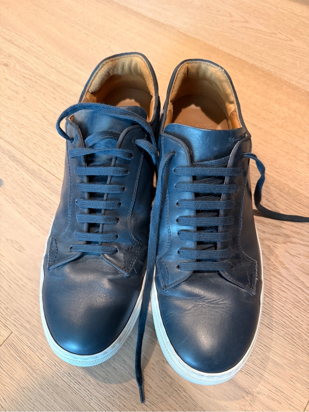 Men's Leather Low-Top Sneakers in Navy